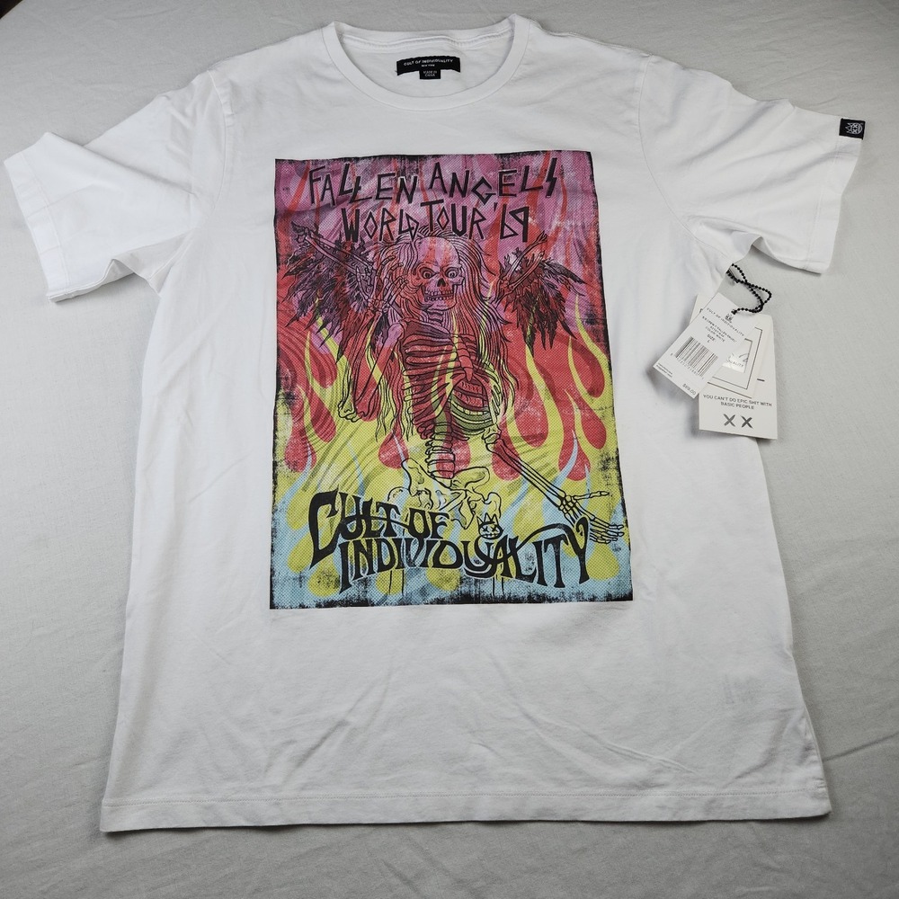 Cult Of Individuality Fallen Angel World Tour 69 Skeleton Shirt White L